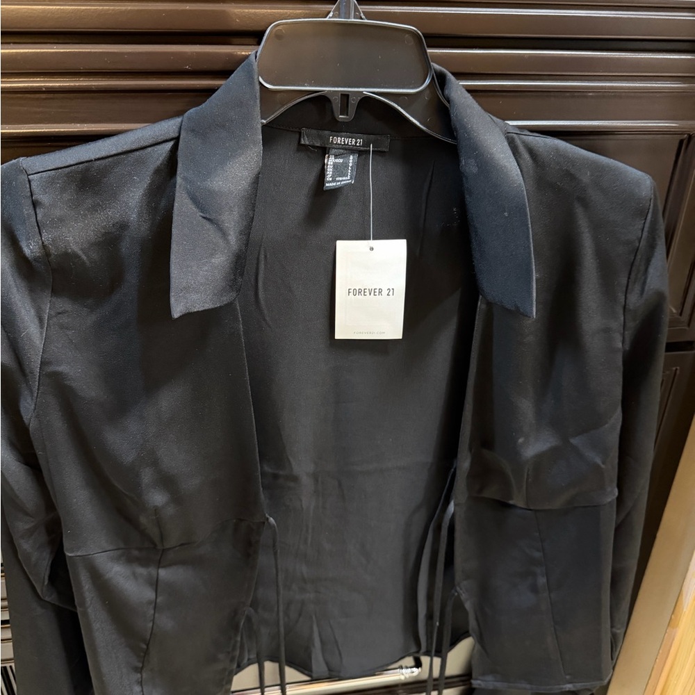 Forever 21 Elegant Black Open-Front Jacket